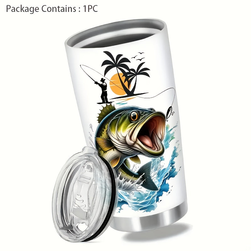20 Ounce Fishing Enthusiast Car Cup Coffee Thermal Cup With Lid And Straw - Leakproof Double-layer Travel Cup For Hot And Cold Bever - Ideal Gift For New Year'S Day, Birthday, Christmas, And Thanksgiving For Fishermen, Men, And Outdoor Adventurers