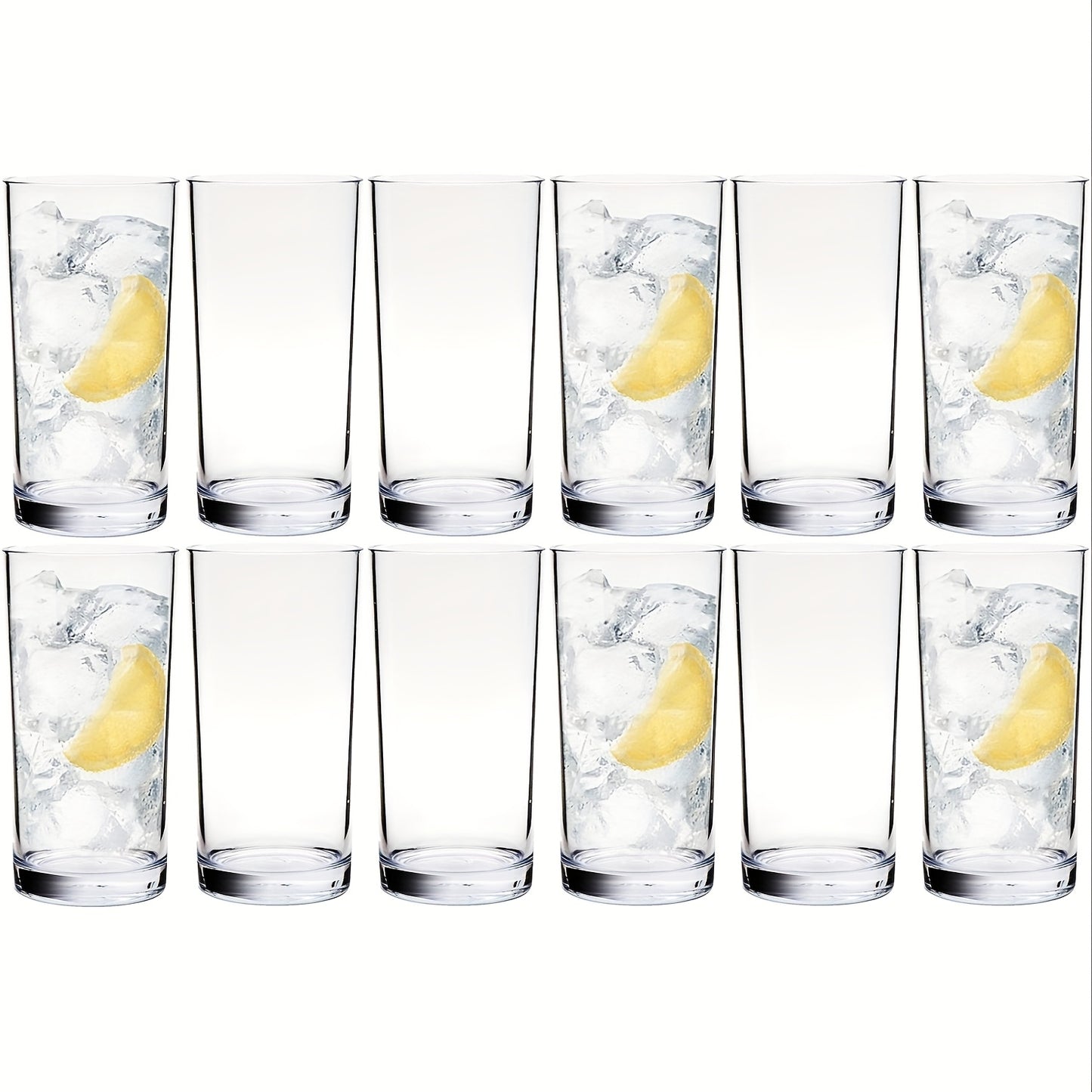 Thickened Glass Cup 12pcs Heavy Thickened High Ball Cup | Suitable for Sparkling Water, Coffee, Milk, Kitchen Water Cup, Party Water Cup