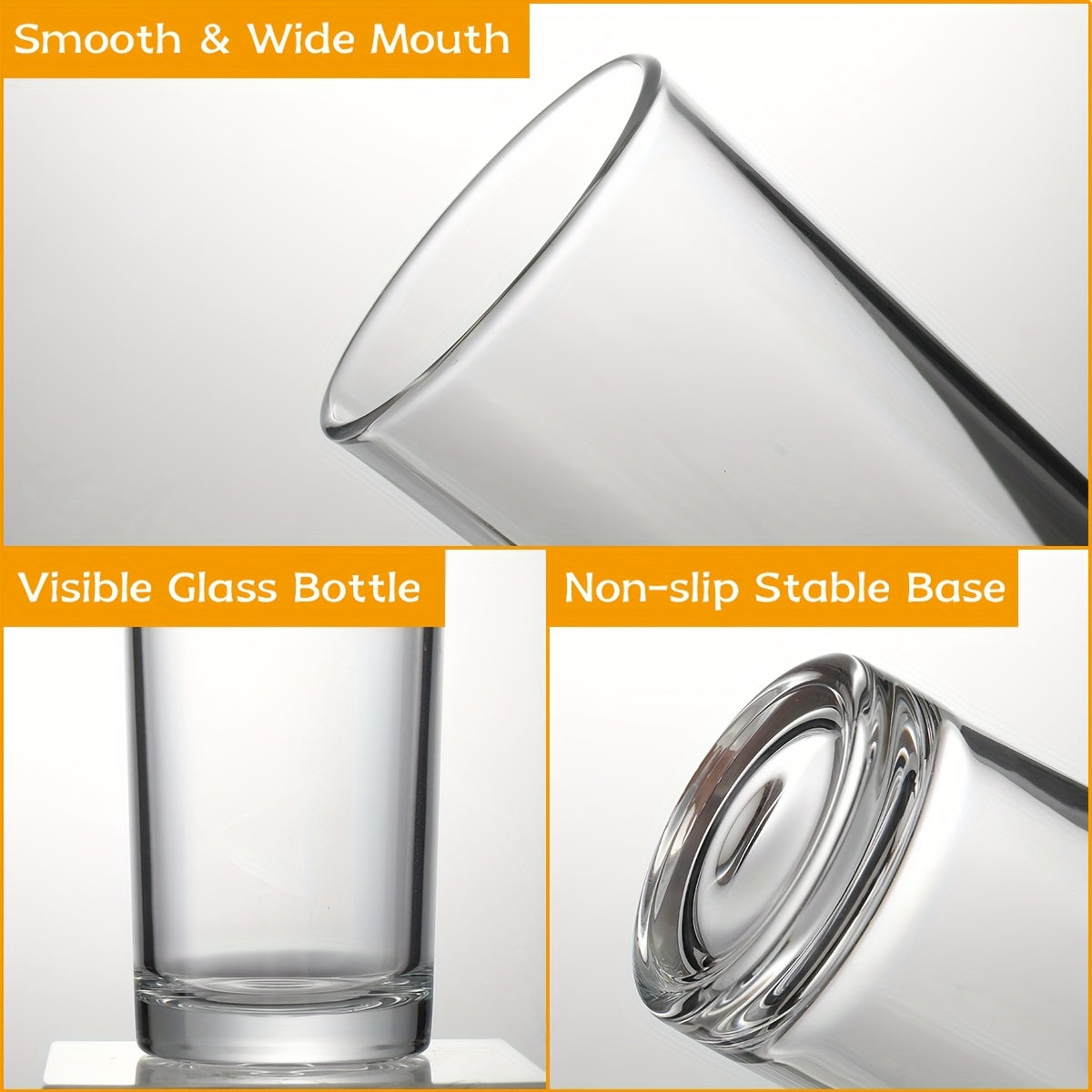 Thickened Glass Cup 12pcs Heavy Thickened High Ball Cup | Suitable for Sparkling Water, Coffee, Milk, Kitchen Water Cup, Party Water Cup