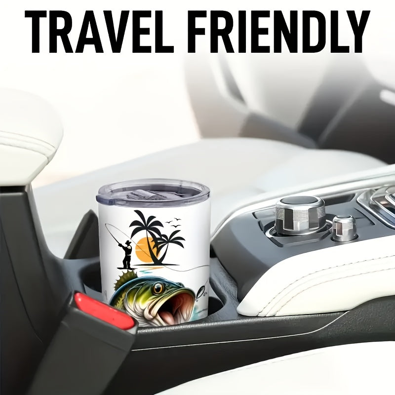 20 Ounce Fishing Enthusiast Car Cup Coffee Thermal Cup With Lid And Straw - Leakproof Double-layer Travel Cup For Hot And Cold Bever - Ideal Gift For New Year'S Day, Birthday, Christmas, And Thanksgiving For Fishermen, Men, And Outdoor Adventurers