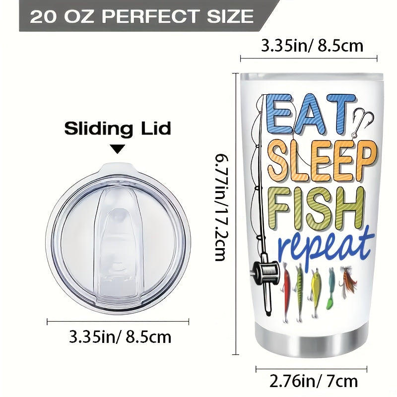 20 Ounce Fishing Enthusiast Car Cup Coffee Thermal Cup With Lid And Straw - Leakproof Double-layer Travel Cup For Hot And Cold Bever - Ideal Gift For New Year'S Day, Birthday, Christmas, And Thanksgiving For Fishermen, Men, And Outdoor Adventurers
