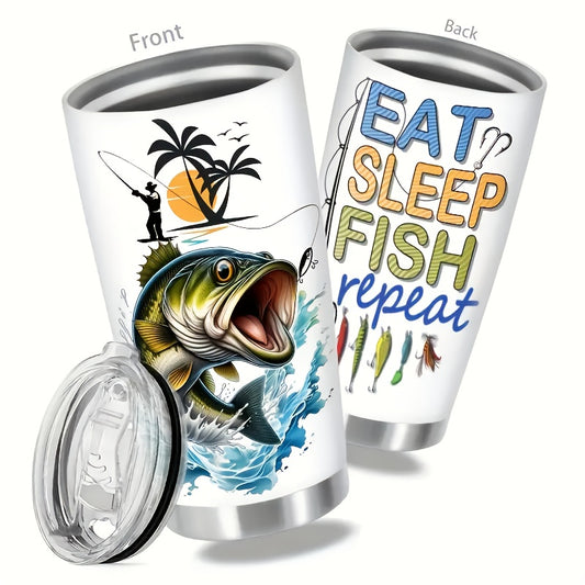 20 Ounce Fishing Enthusiast Car Cup Coffee Thermal Cup With Lid And Straw - Leakproof Double-layer Travel Cup For Hot And Cold Bever - Ideal Gift For New Year'S Day, Birthday, Christmas, And Thanksgiving For Fishermen, Men, And Outdoor Adventurers