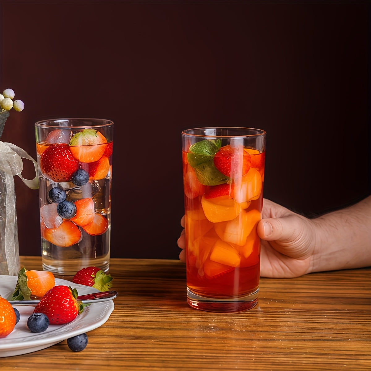 Thickened Glass Cup 12pcs Heavy Thickened High Ball Cup | Suitable for Sparkling Water, Coffee, Milk, Kitchen Water Cup, Party Water Cup
