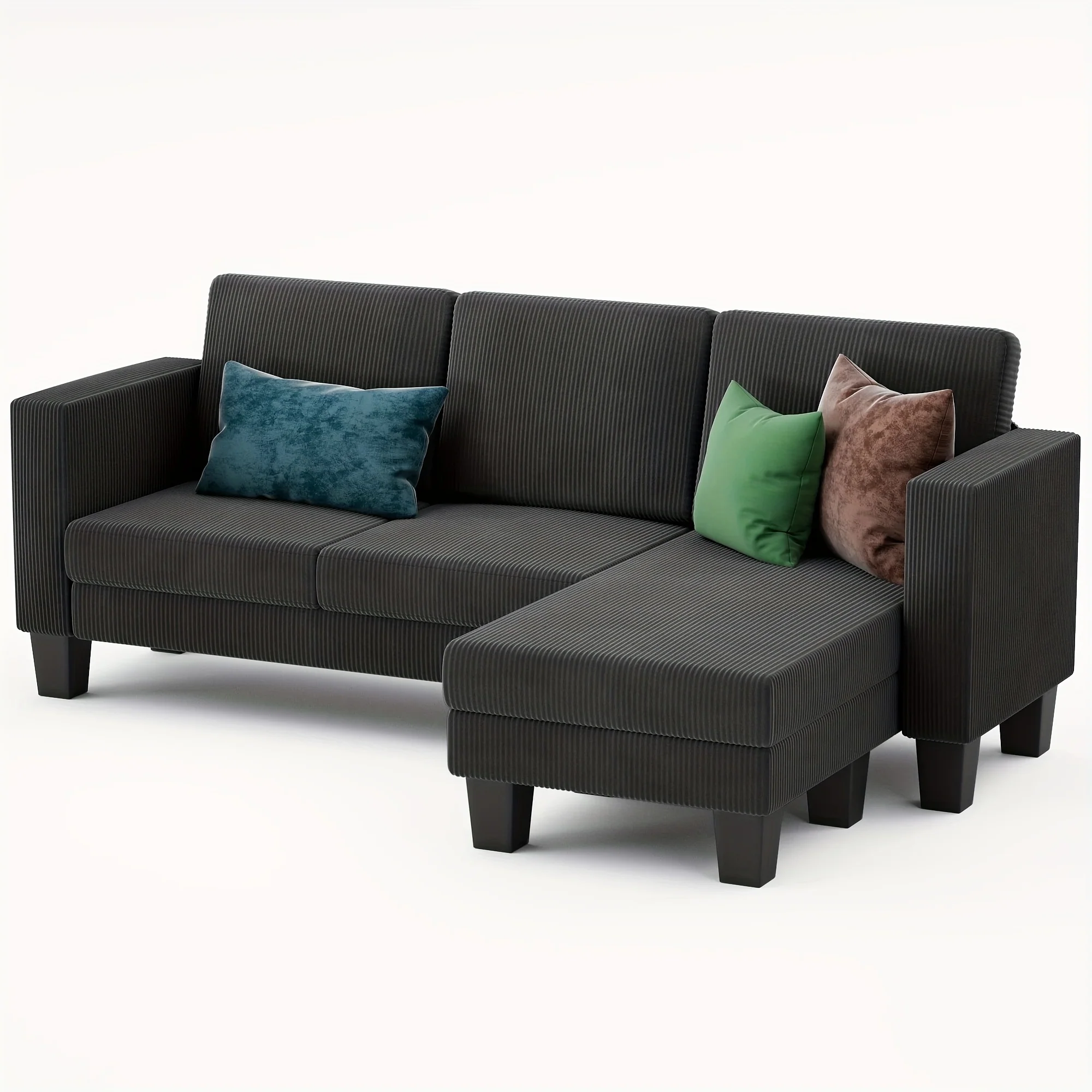 3 Seater Sofa Convertible Reversible Sofa Living Room Furniture Set Corduroy Local Warehouse