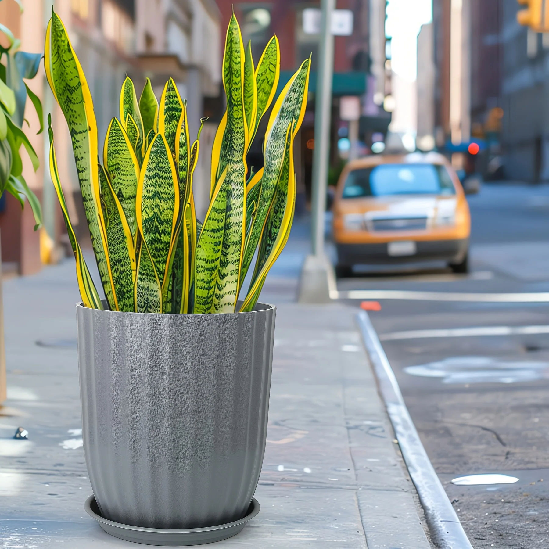 Diameter 14 Inches And 12.3 Inches Different Size Large Planter with Drainage Hole And Saucer, Thickened Planter for Indoor Outdoor Plants